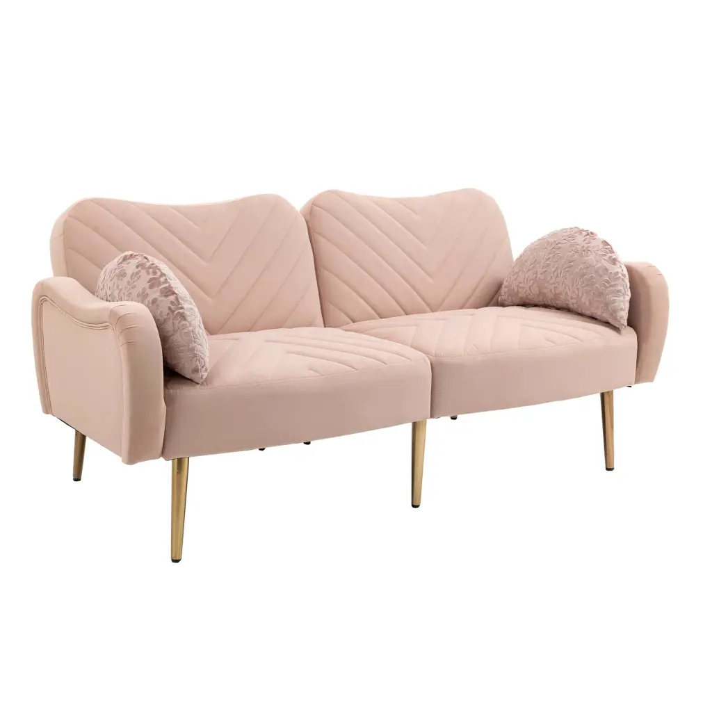65-inch Mid Century Modern Velvet Loveseat Sofa 2 Bolster Pillows - Perfect Small Spaces unknown