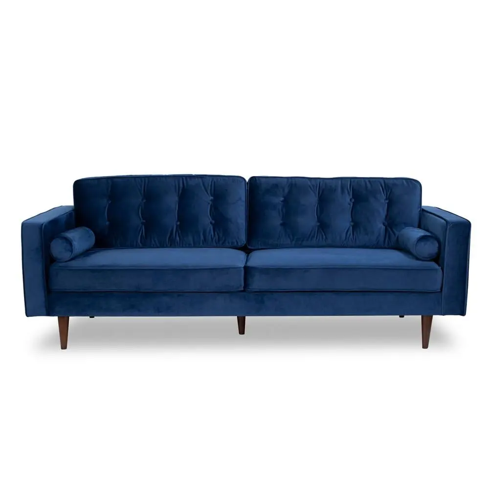 Canton Mid-Century Tufted Back Velvet Upholstered Sofa Blue Ashcroft