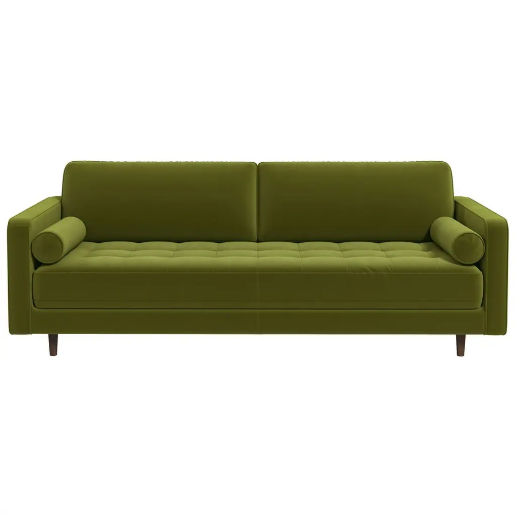 Desmond Upholstered Mid-Century Velvet Sofa Pistachio Green Ashcroft