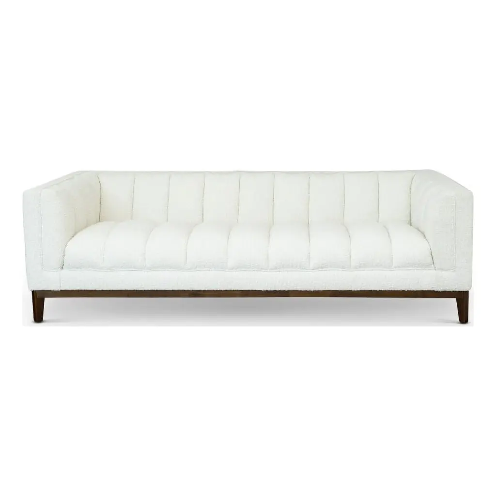 James Mid Century Modern Luxury Living Room White Boucle Fabric Couch Ashcroft