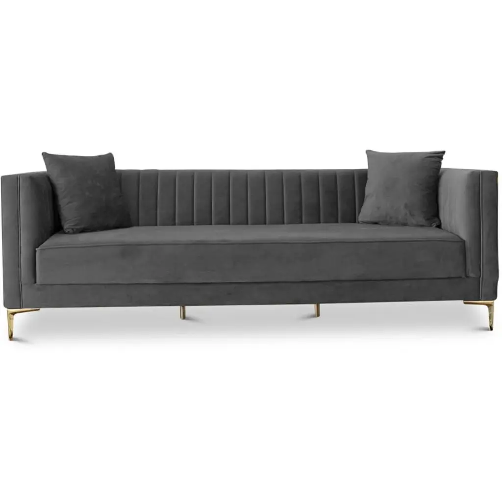 Kali Mid Century Modern Style Velvet Living Room Sofa Gray - Elegant Retro Design Ashcroft