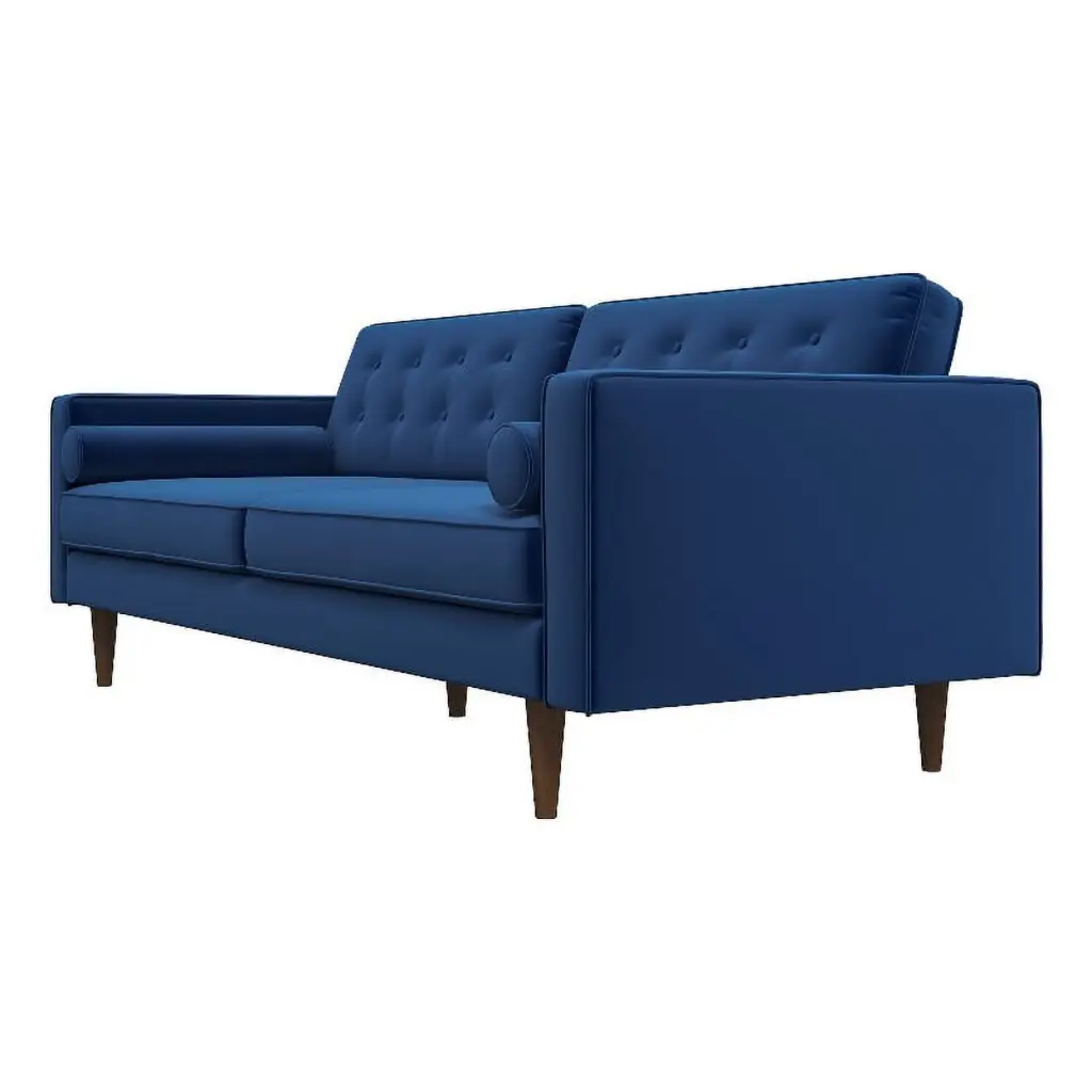 Madoc Mid-Century Tufted Back Velvet Upholstered Sofa Blue - Vintage Home Decor Ashcroft