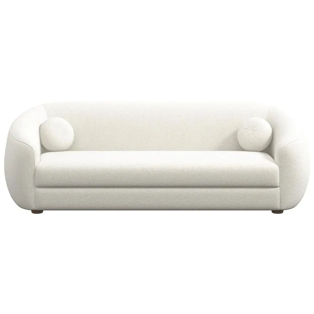 Noursan Mid Century Modern Furniture Style French Boucle Fabric Couch Cream - Elegant Sofa Ashcroft