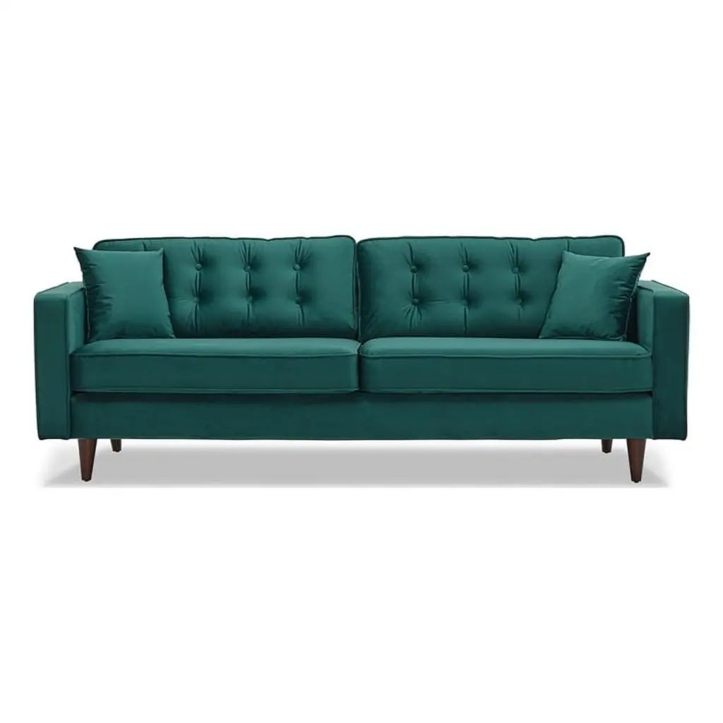 Ophelia Mid Century Modern Furniture Style Green Velvet Living Room Couch - Retro Chic Design Ashcroft