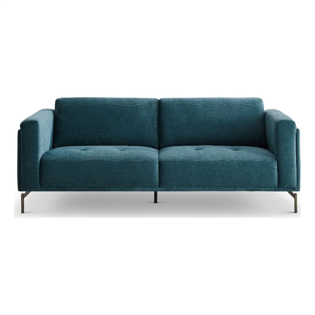 Sheridan Mid Century Modern Blue Linen Fabric Living Room Sofa Ashcroft