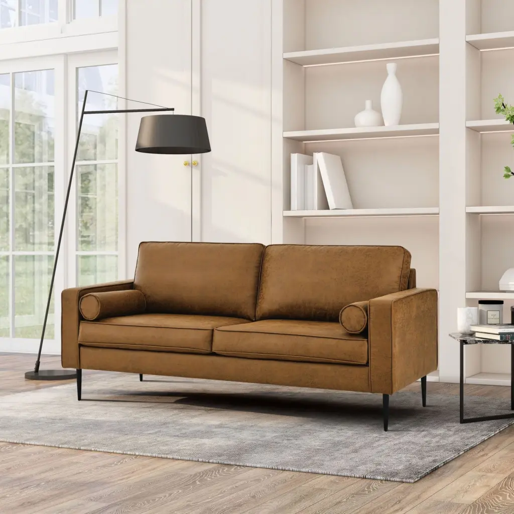 79Mid-Century Modern Couch High-Tech Fabric Surface Upholstered Cushions Pillows Seat Sofas Couches Living Room Apartment ...