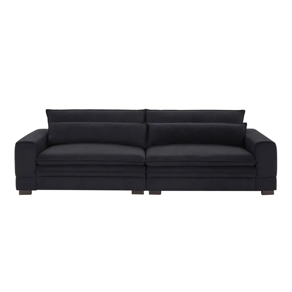 Miekor 104.72 Inch Fabric Couches Living Room Mid Century Modern Sofas Black W2US611