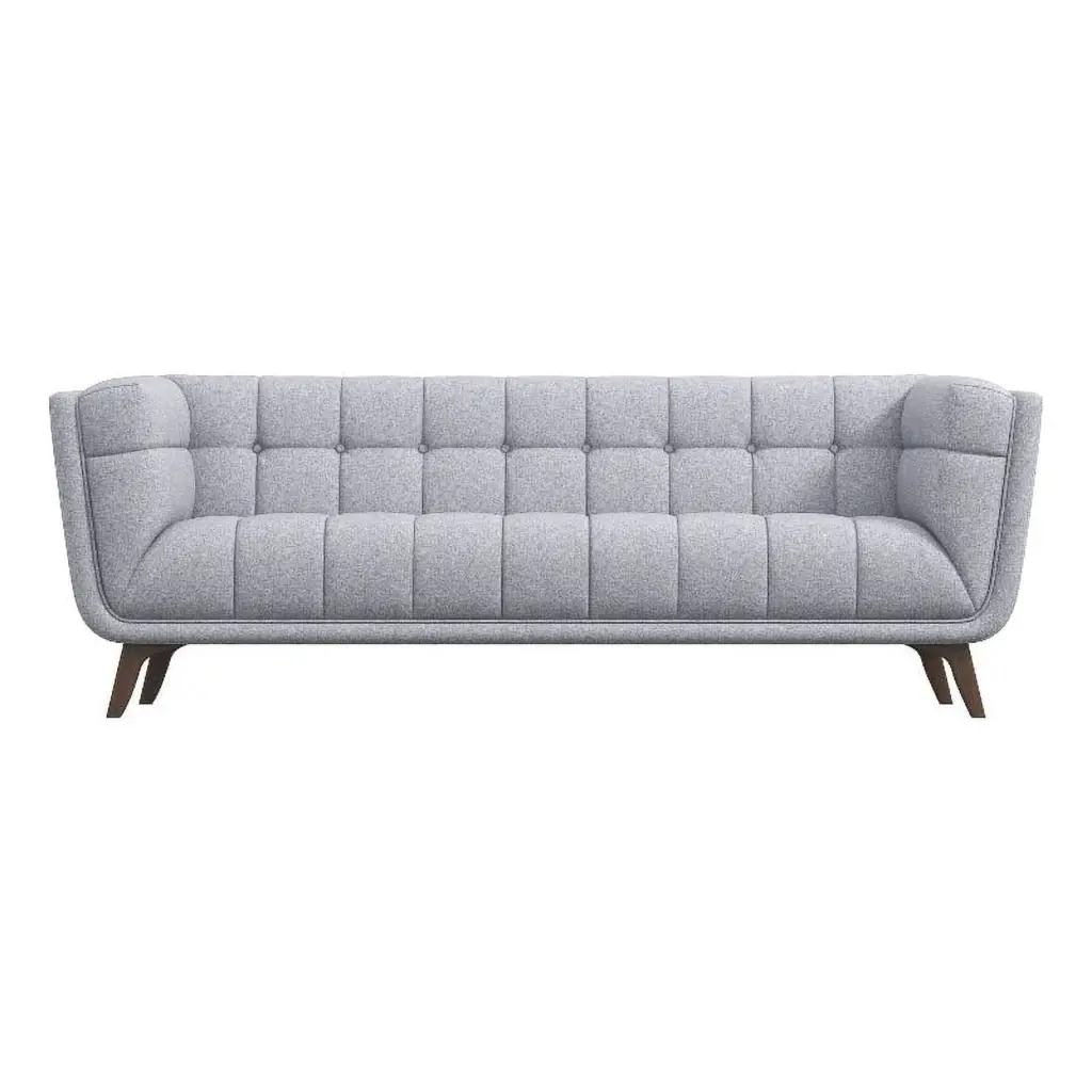 Pemberly Row Mid-Century Tufted Back Fabric Sofa Light Gray - Retro Living Room Couch