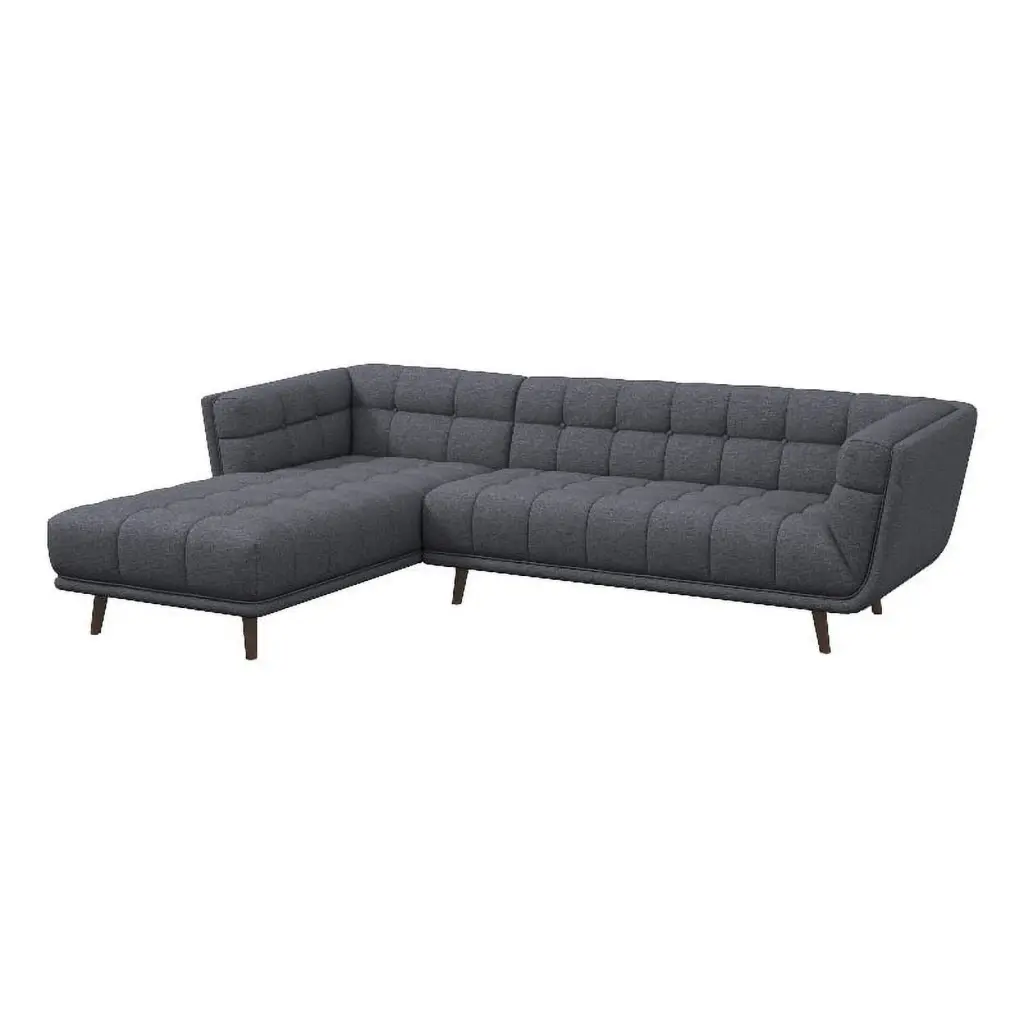 Allen Mid Century Modern Gray Fabric Corner Sectional Sofa Living Room Ashcroft