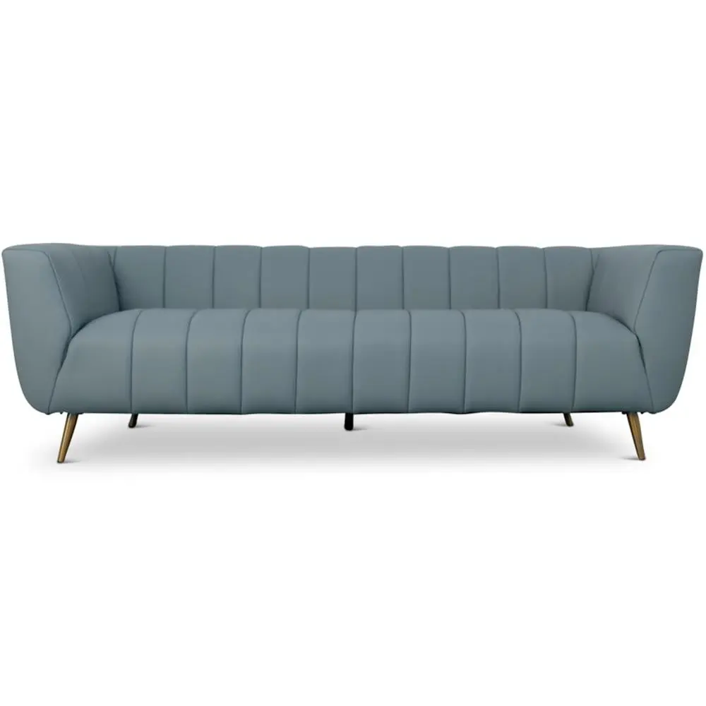 Clodette Mid Century Modern Genuine Leather Sage Sofa - Living Room Vintage Green Couch Ashcroft
