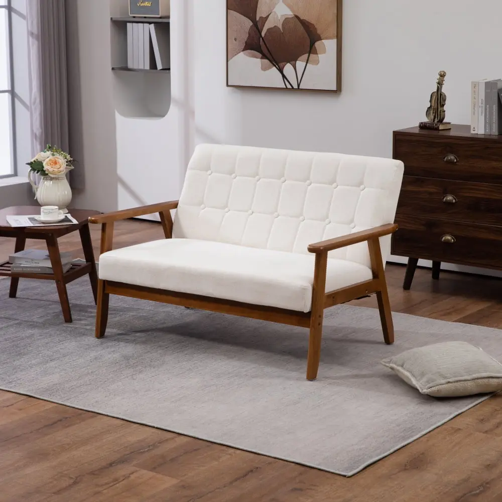 DeeHome COOLMORE Mid-Century Modern Linen Loveseat Sofa