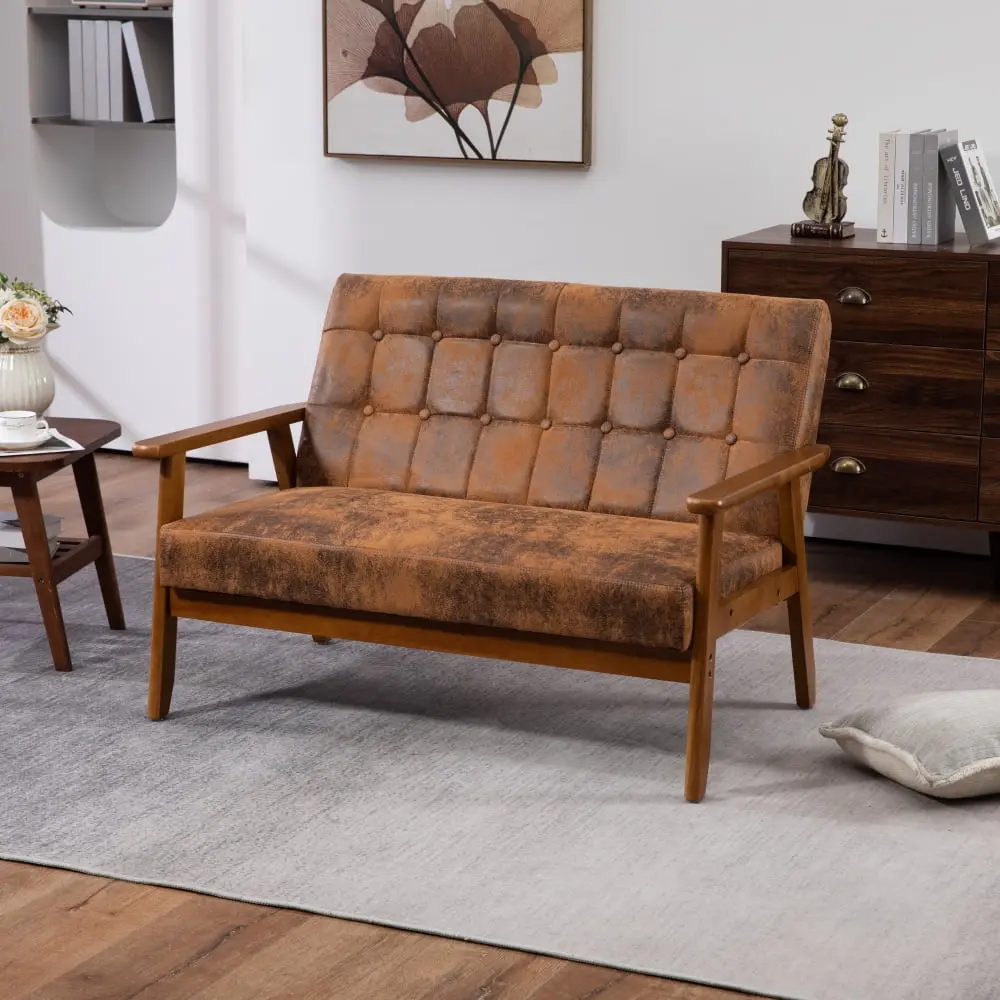 DeeHome COOLMORE Mid-Century Modern Microsuede Loveseat Sofa