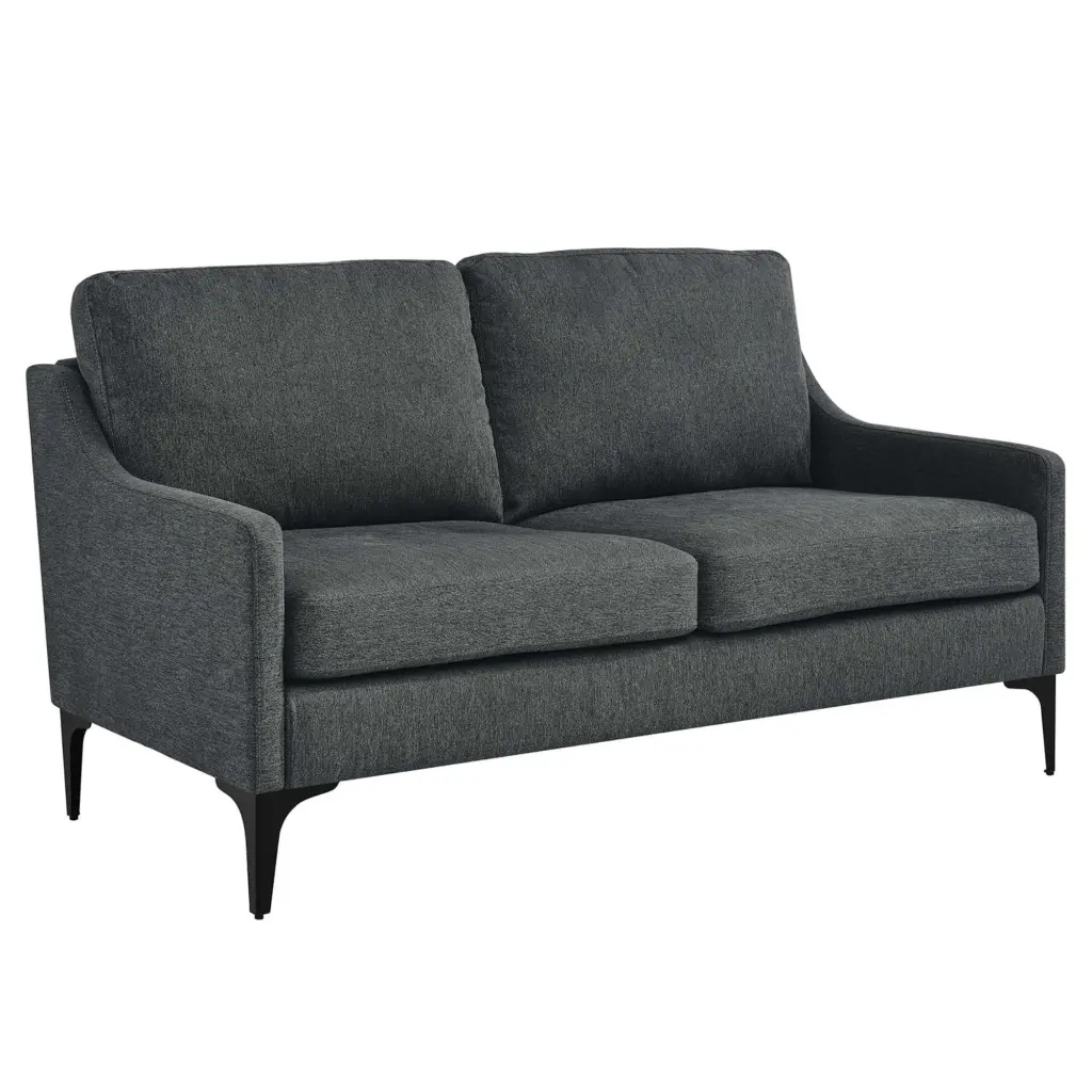 Ergode Upholstered Fabric Loveseat Mid-Century Modern Design Plush Cushions Sturdy Frame