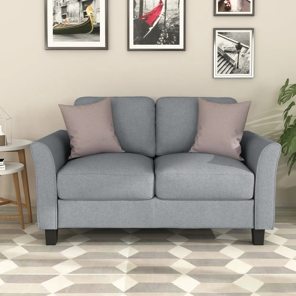 Kadyn Mid-Century Modern Loveseat Sofa 2 Seater Sofa Living Room Sofa Home Office Gray