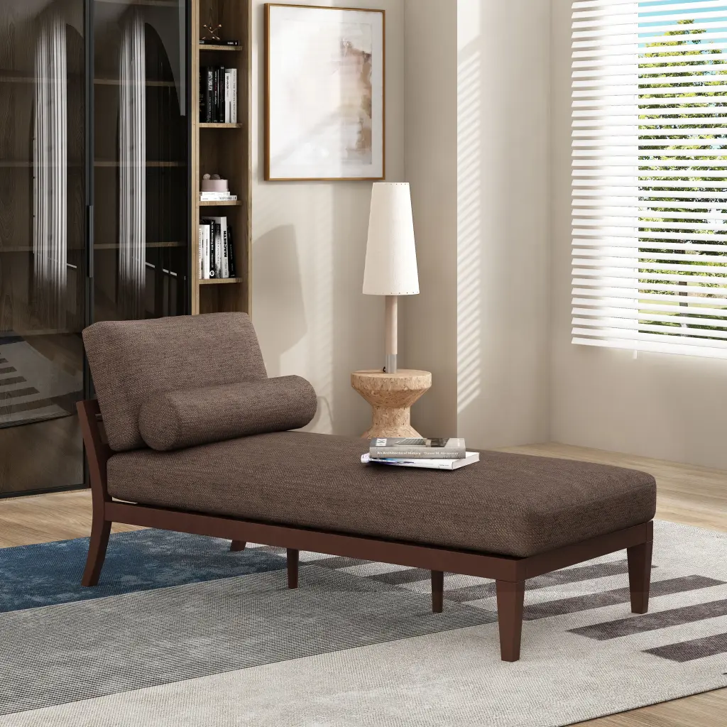 Mid-Century Style Chaise Lounge Fluffy Upholstery and Waterproof Fabric - Elegant Sofa Couch OMCCHK