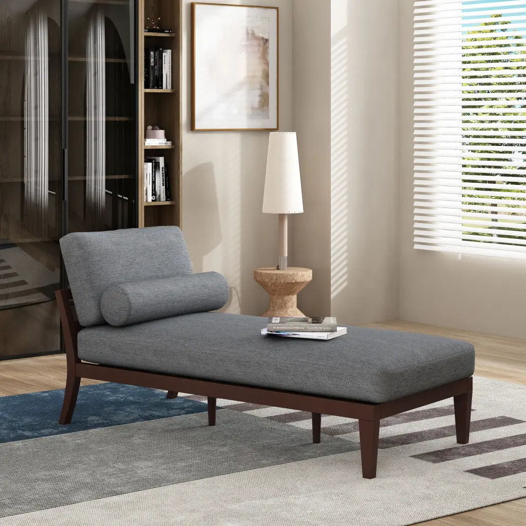 Mid-Century Style Chaise Lounge Fluffy Upholstery and Waterproof Fabric - Elegant Sofa Couch OMCCHK