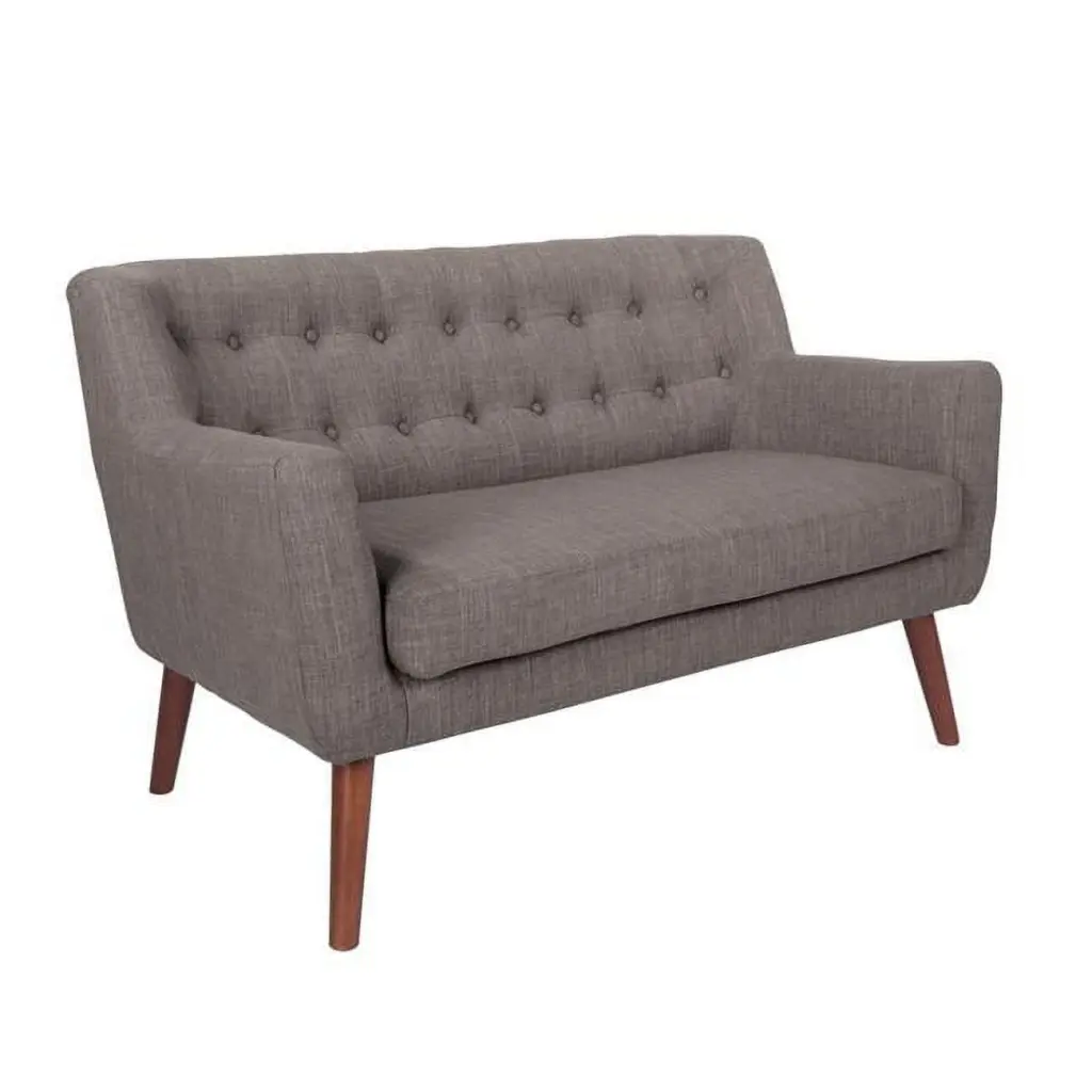 OS Home and Office Furniture 51.5 Mid-Century Fabric Loveseat Cement Gray - Retro Modern Sofa OS Home & Office Furniture