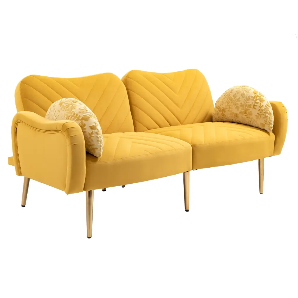 COOLMORE 65 Inch Mid Century Modern Velvet Loveseat Bolster Pillows Wobythan