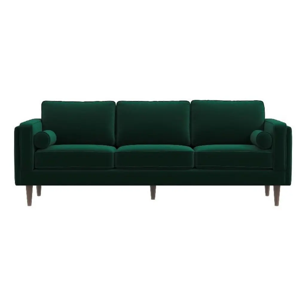Allora Mid-Century Design Modern Pillow Back Velvet Sofa Green