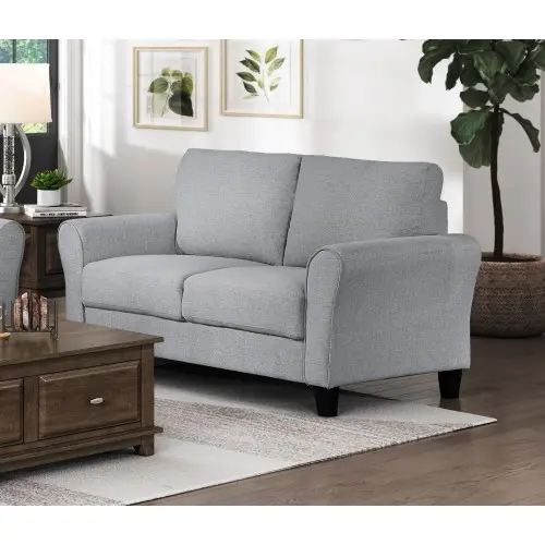 Modern Mid-Century Fabric Loveseat Sofa Small Spaces Dark Gray ARCTICSCORPION