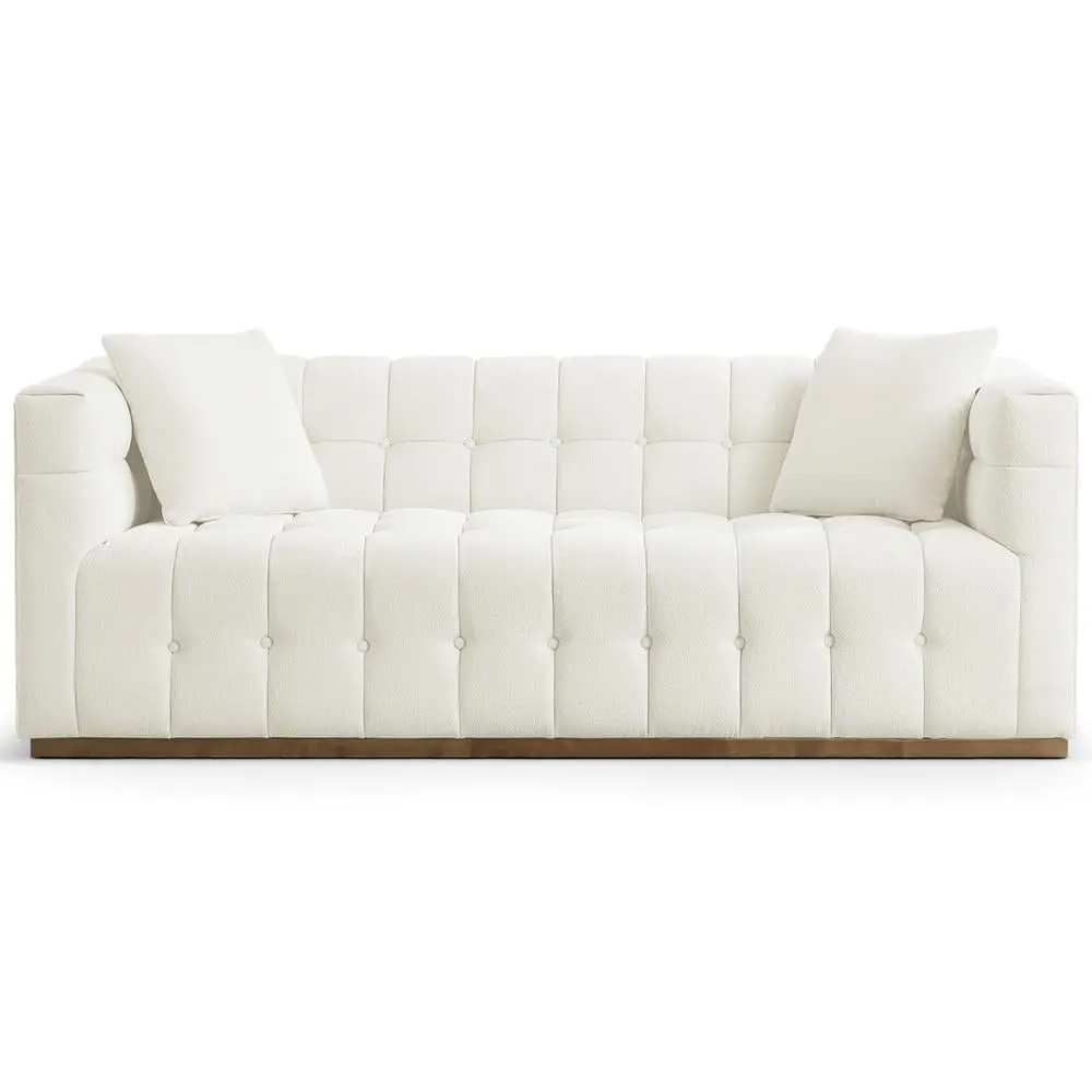 Jeday Mid Century Modern Cream Boucle Fabric Sofa - Elegant Living Room Couch Timeless Design Ashcroft