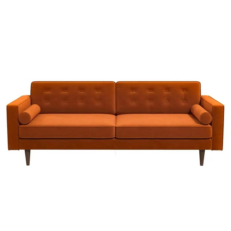 Madoc Mid-Century Tufted Back Upholstered Velvet Sofa Orange - Elegant Living Room Couch Ashcroft