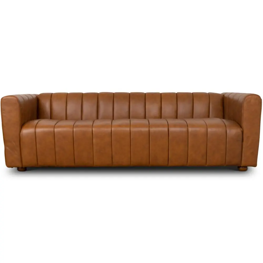 Montclair Mid-Century Modern Genuine Leather Sofa Cognac Tan Ashcroft