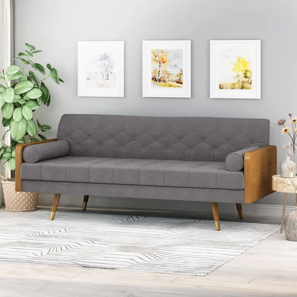 Miekor Furniture Aidan Mid Century Modern Tufted Fabric Sofa B3A948