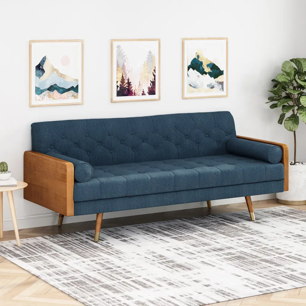 Aidan Mid-Century Modern Tufted Fabric Sofa Living Room OMCCHK