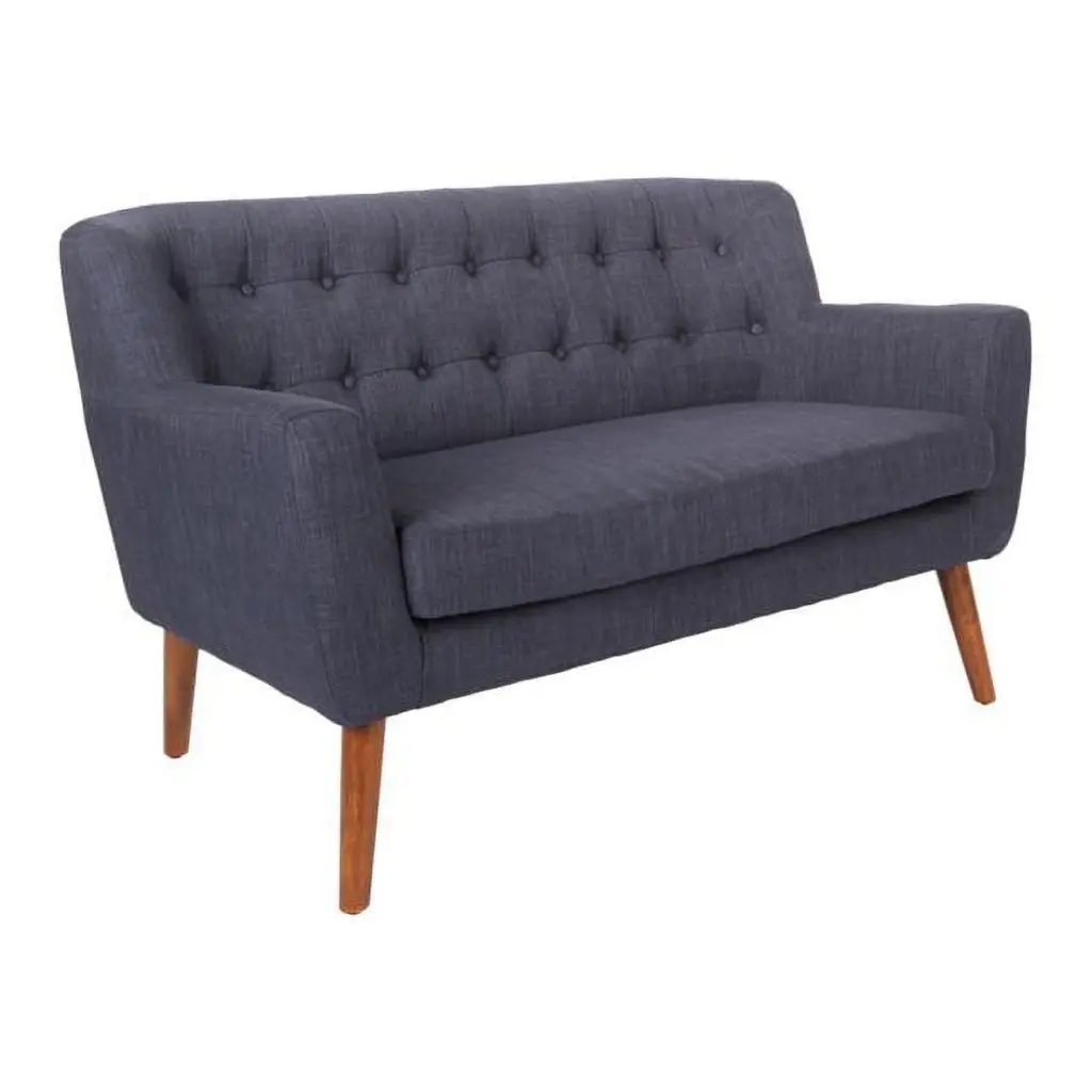 OS Home and Office Furniture 51.5 Mid-Century Fabric Loveseat Navy Blue OS Home & Office Furniture