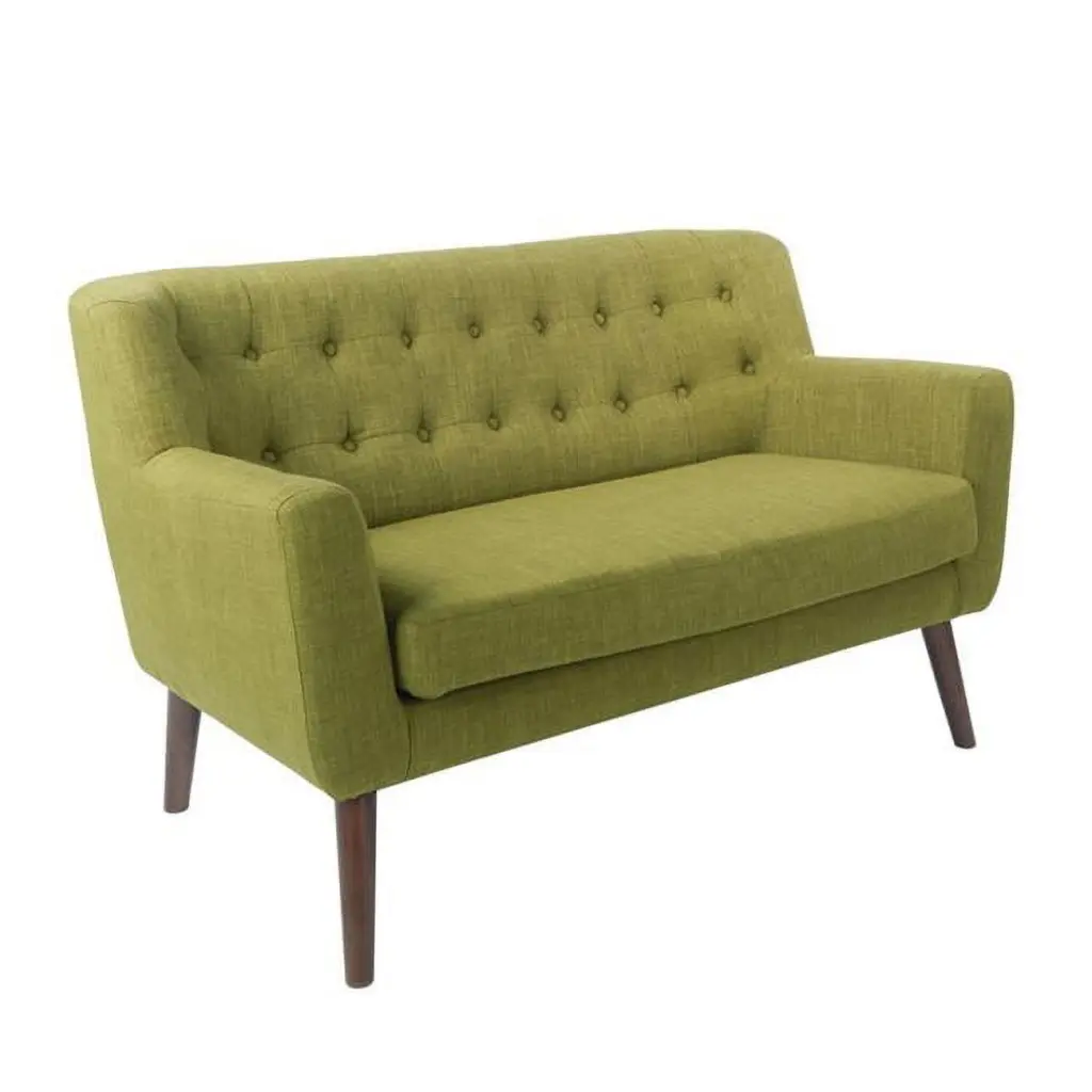 OS Home and Office Furniture 51.5 Mid-Century Fabric Loveseat Green OS Home & Office Furniture