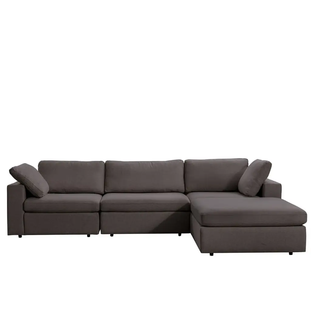 Pemberly Row Mid-Century Modern Fabric Modular Reversible Sofa Gray