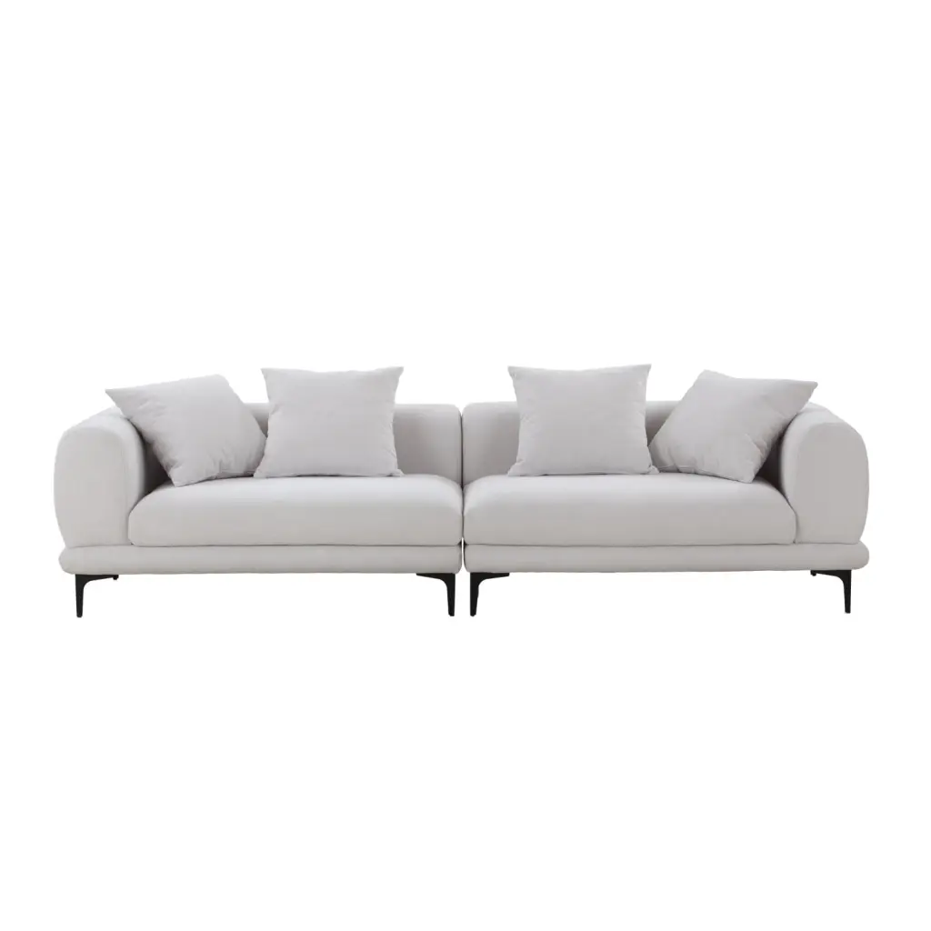 108.3 Mid-Century Modern Beige 4-Seater Sofa Gold Metal Legs Living Room or Office Ponnky