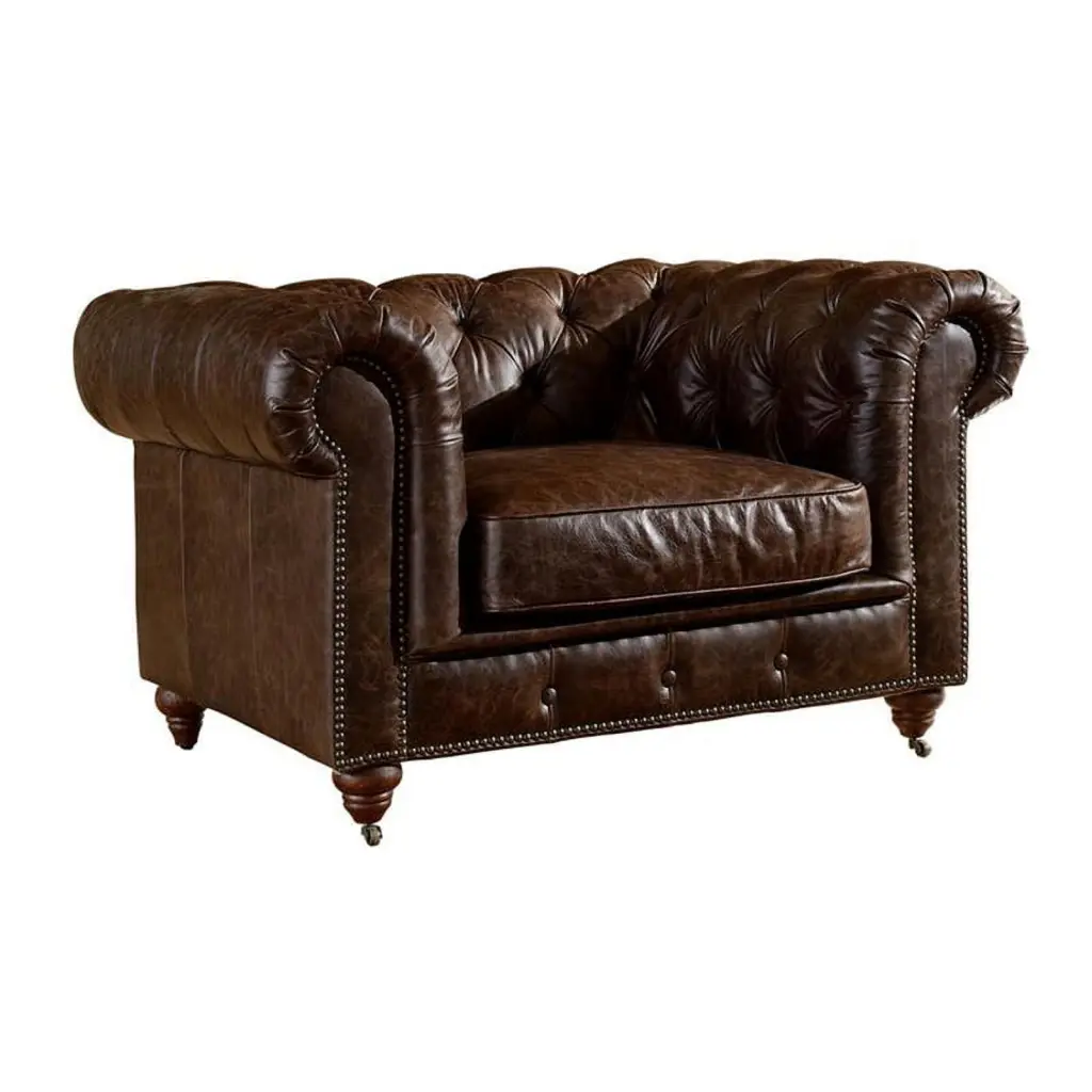 Crafters and Weavers Craftsman Mission 47 Leather Sofa Brown