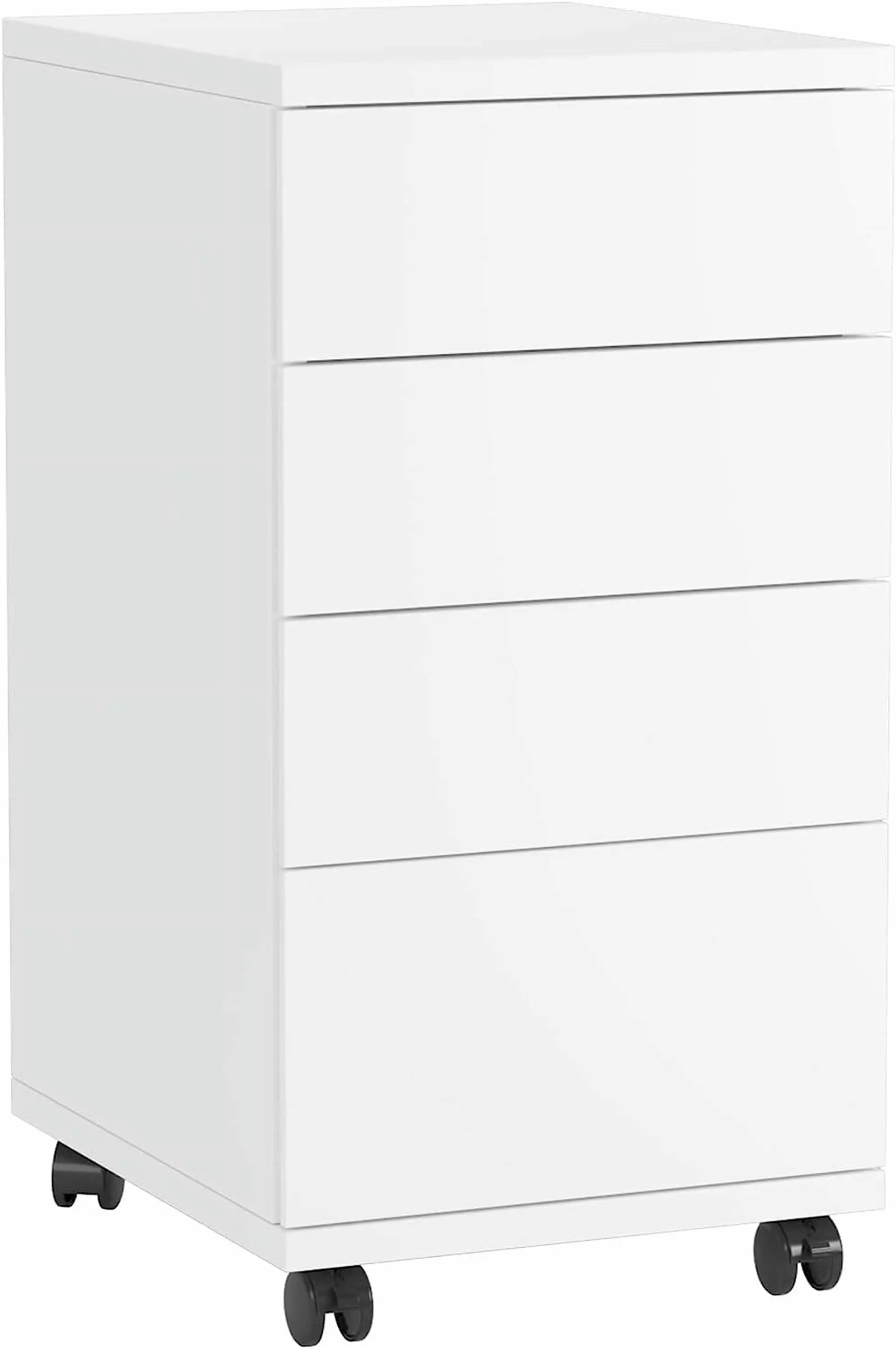 File Cabinet Mobile 4 Drawer Rolling Pedestal Under Desk A4 Letter Size File Folders White 12.9x15.3x25 Inches Chansong