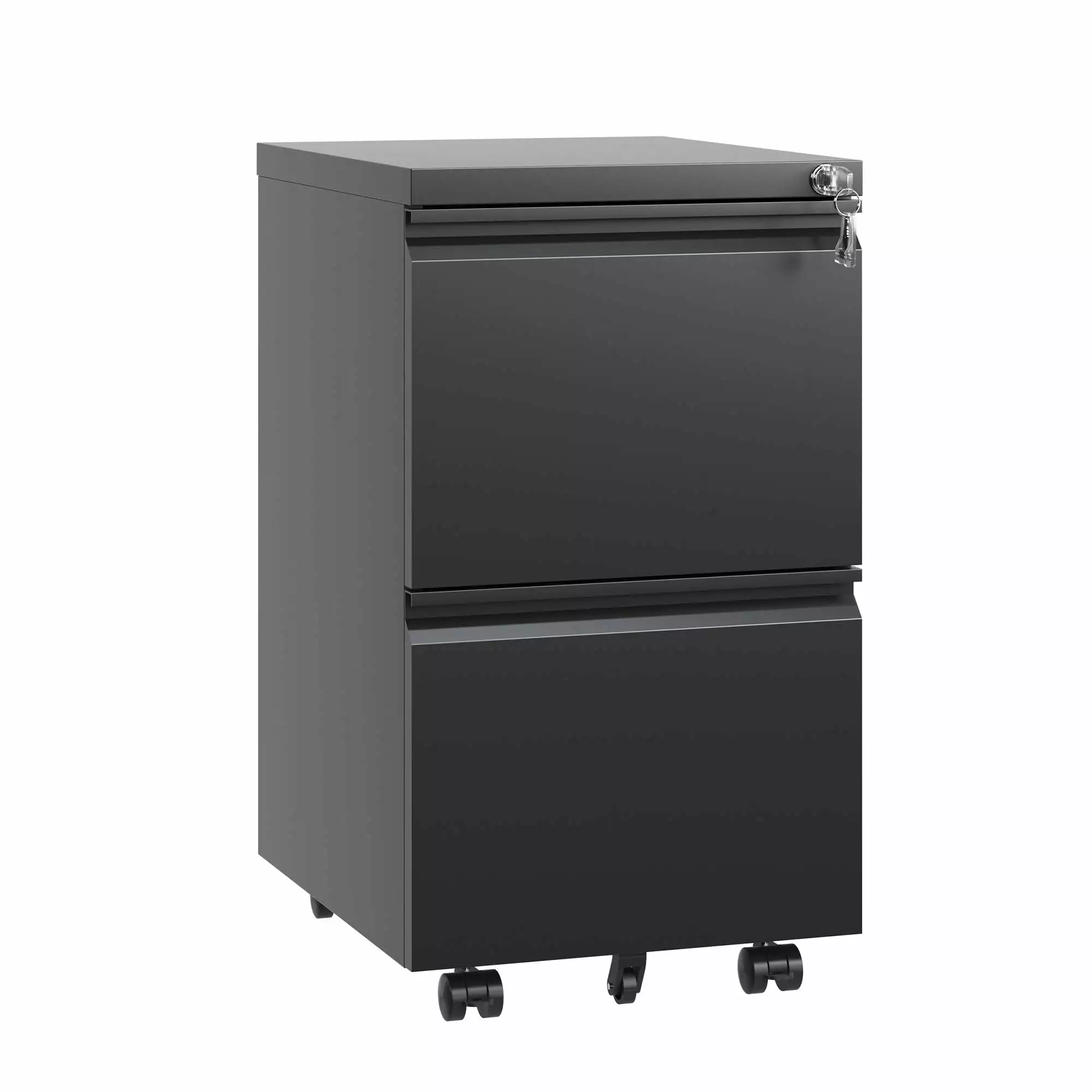 GeeHome 2 Drawer Metal Mobile File Cabinet Rolling Lock Hanging Legal Letter A4 Size Fully Assembled Except Wheels