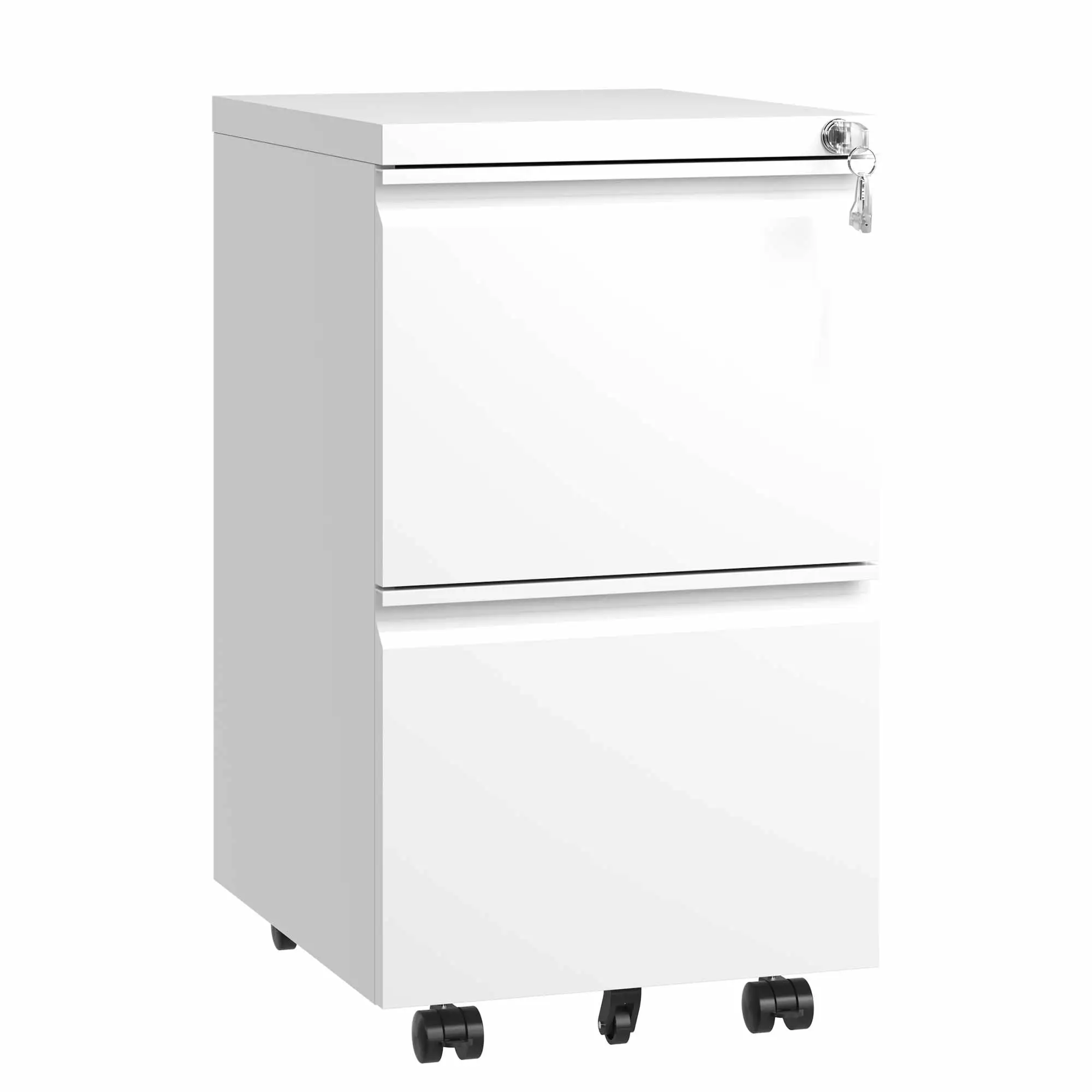GeeHome 2 Drawer Metal Mobile File Cabinet Rolling Lock Hanging Legal Letter A4 Size Fully Assembled Except Wheels