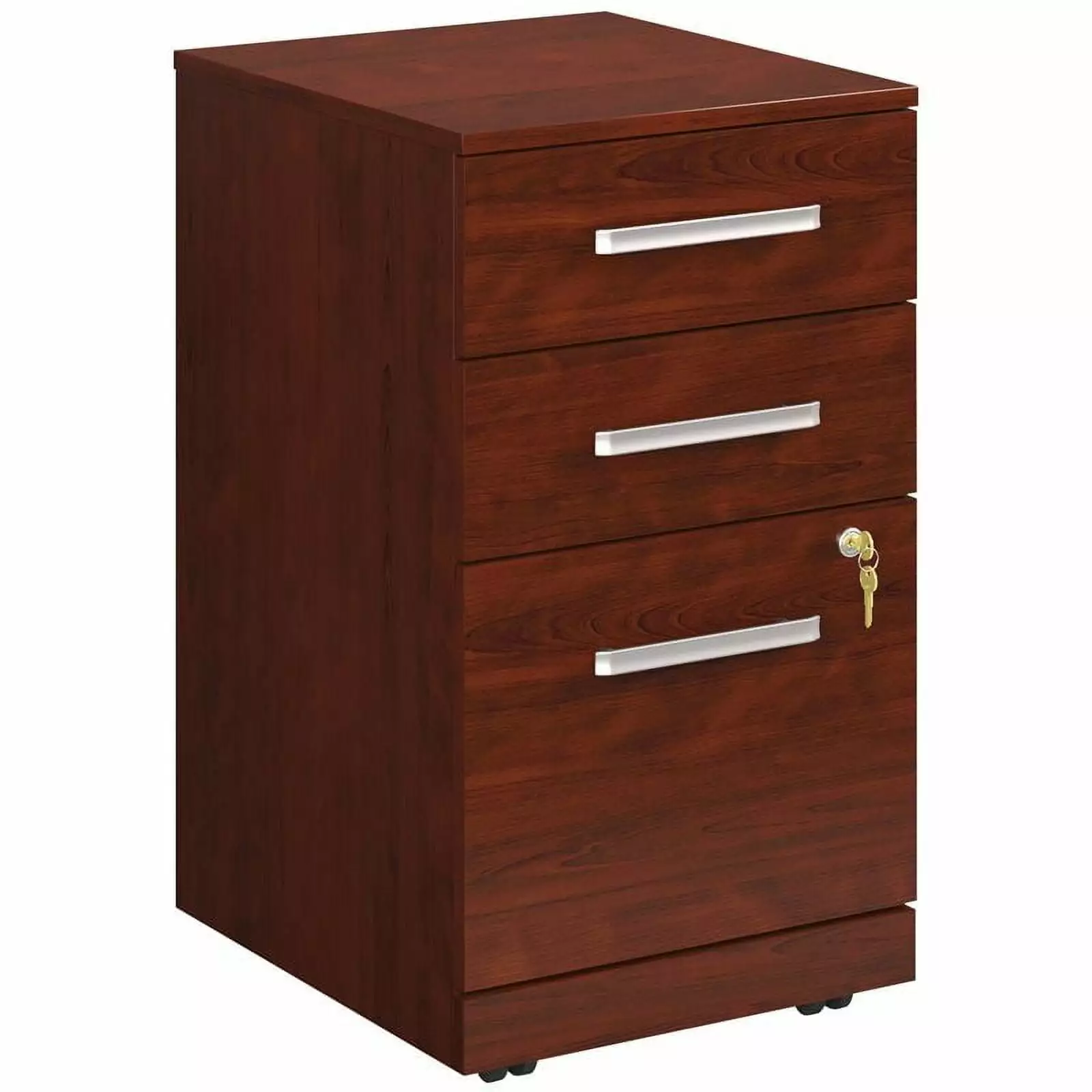 Pemberly Row 3-Drawer Mobile Filing Cabinet Engineered Wood Classic Cherry