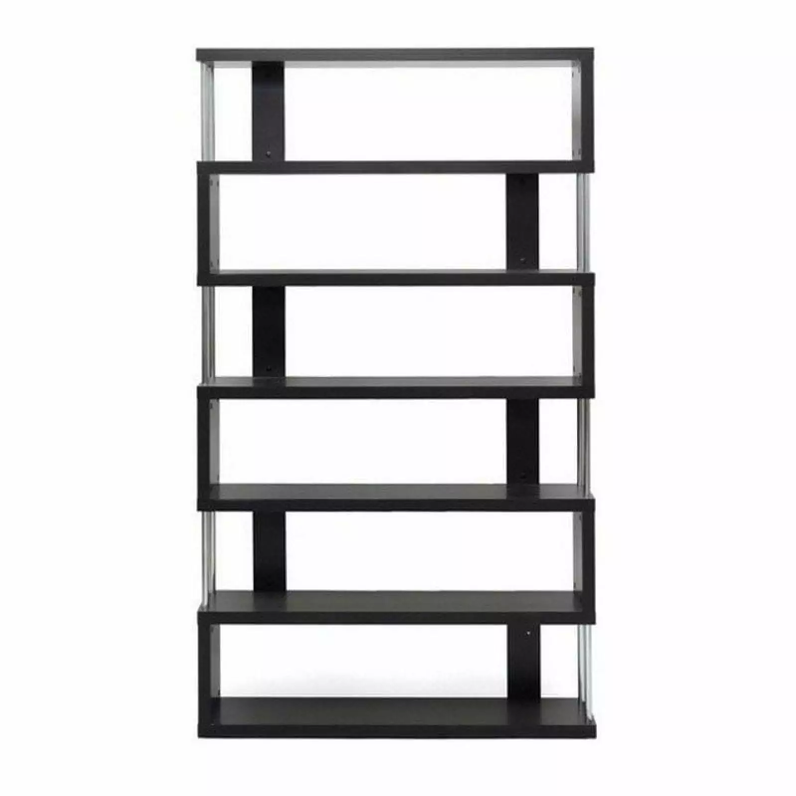 Kingfisher Lane 6 Shelf Modern Bookcase Dark Brown Living Room or Office Storage