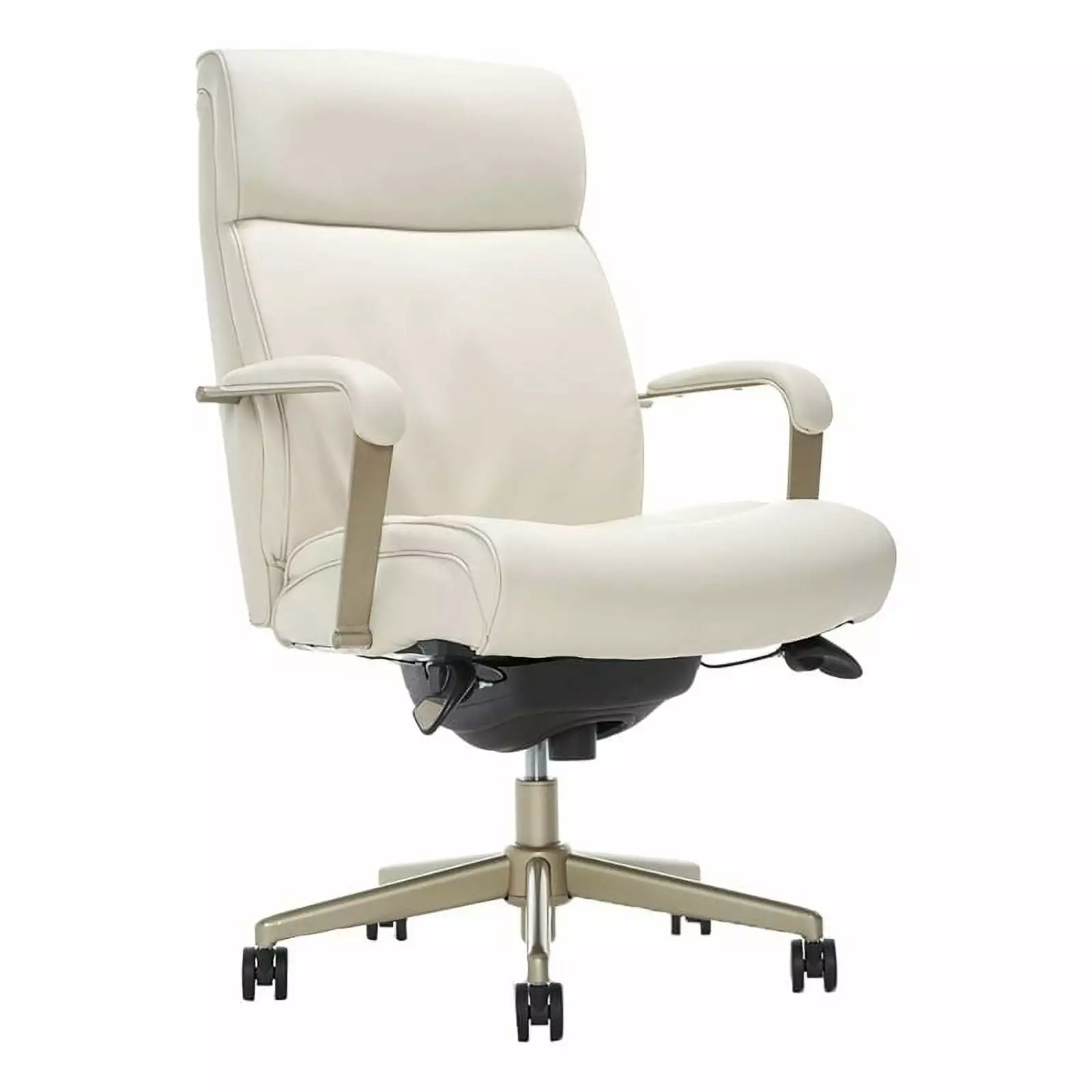 Scranton & Co Modern Faux Leather Executive Office Chair Ivory White/Copper