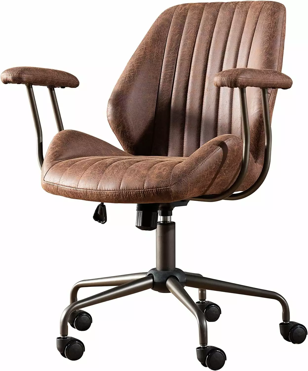 Modern Ergonomic Office Chair Suede Fabric Computer Desk Chair Armrests Home or Executive Office Dark Brown ZJ