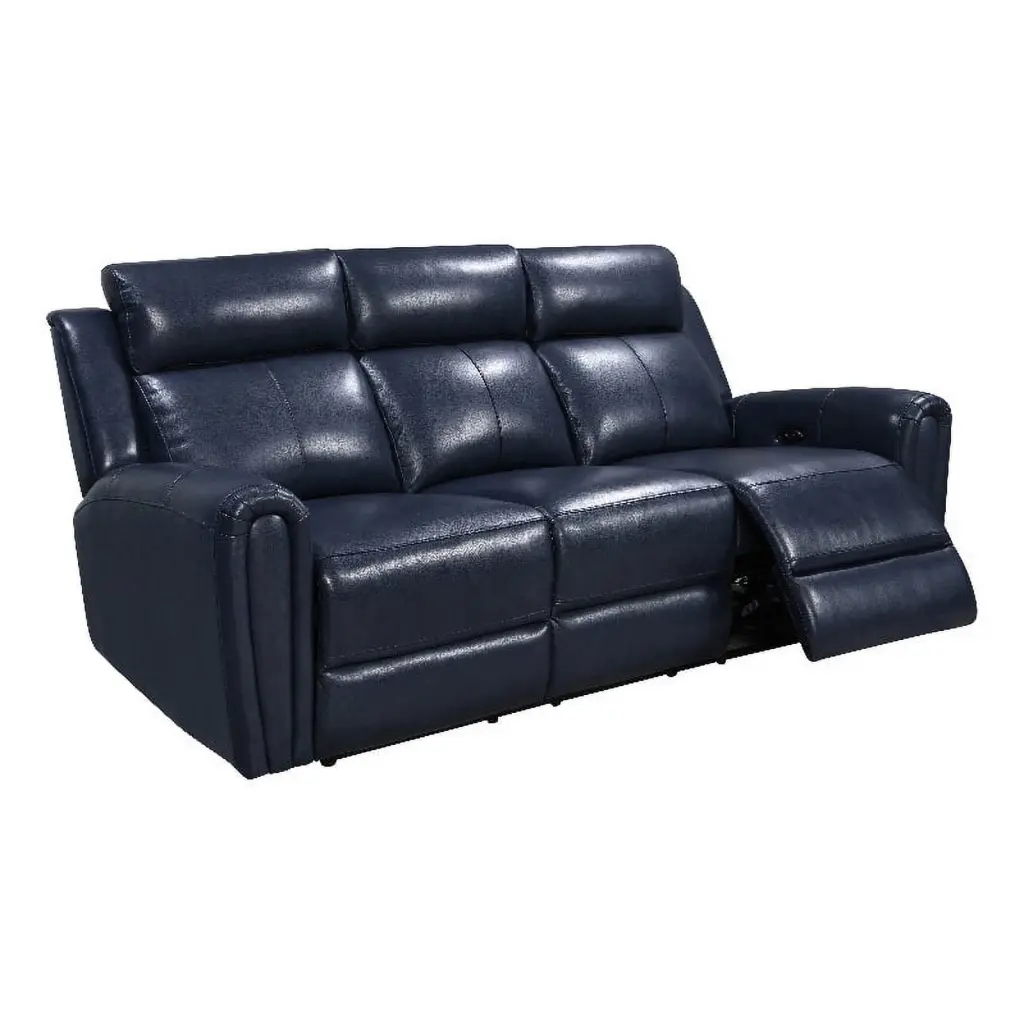 Leather Lusso Kona Modern Genuine Leather Hardwood Sofa Blue