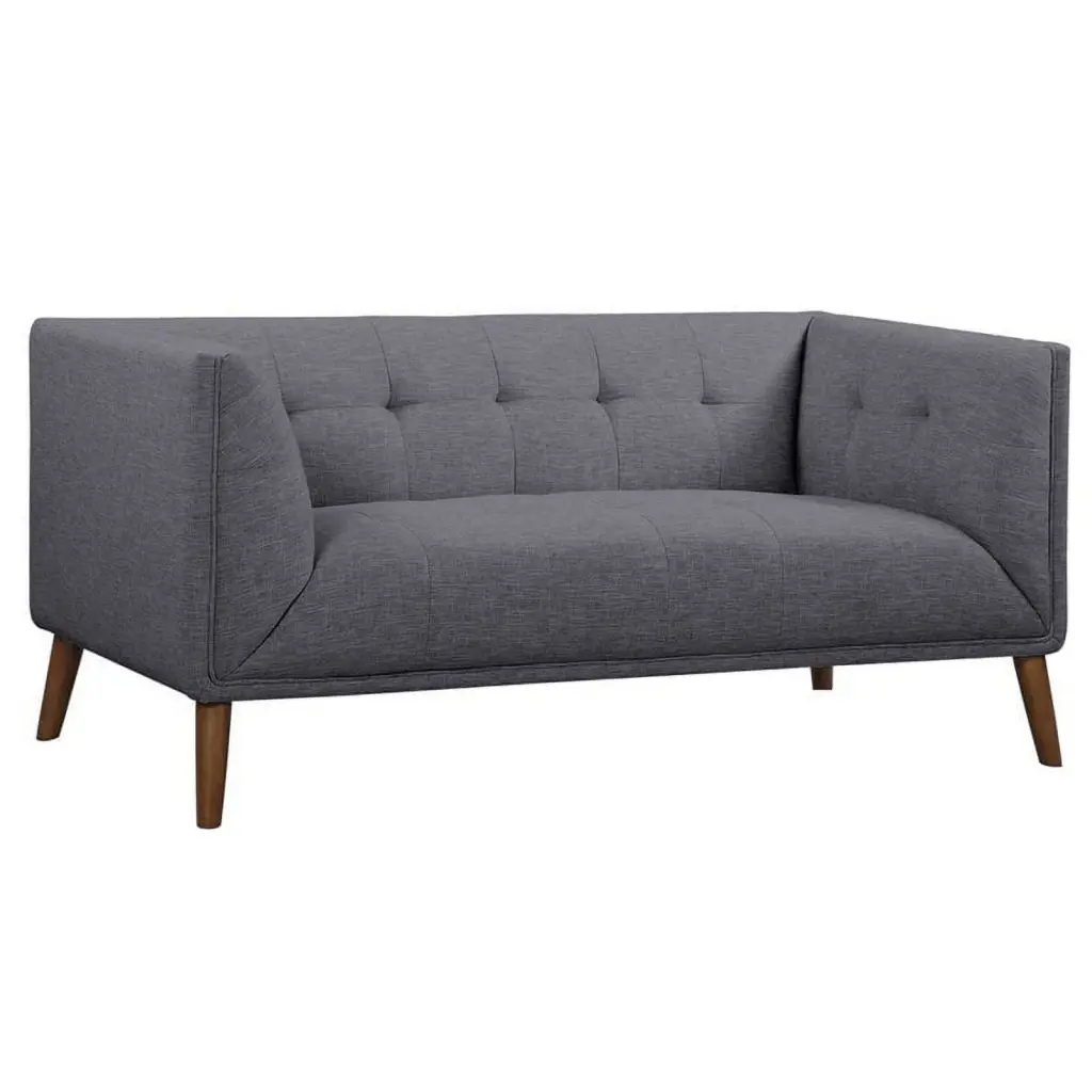 Allora Modern Dark Gray Walnut Fabric Upholstered Loveseat