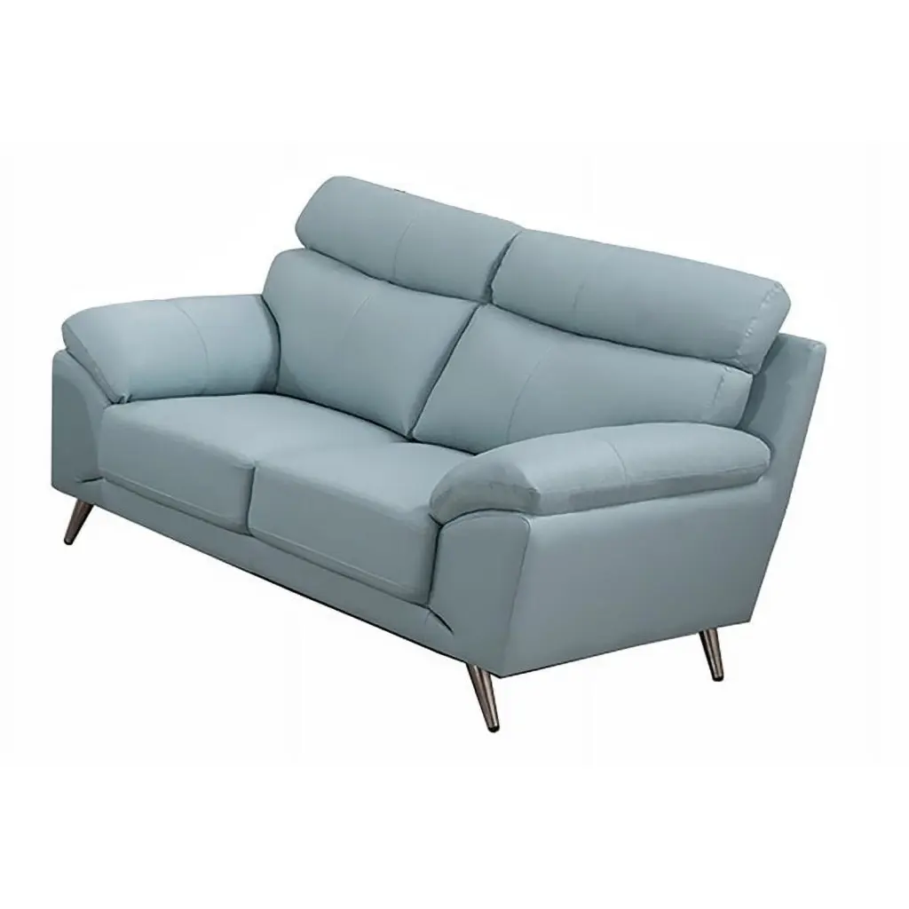 American Eagle Furniture Modern Light Blue Leather Loveseat