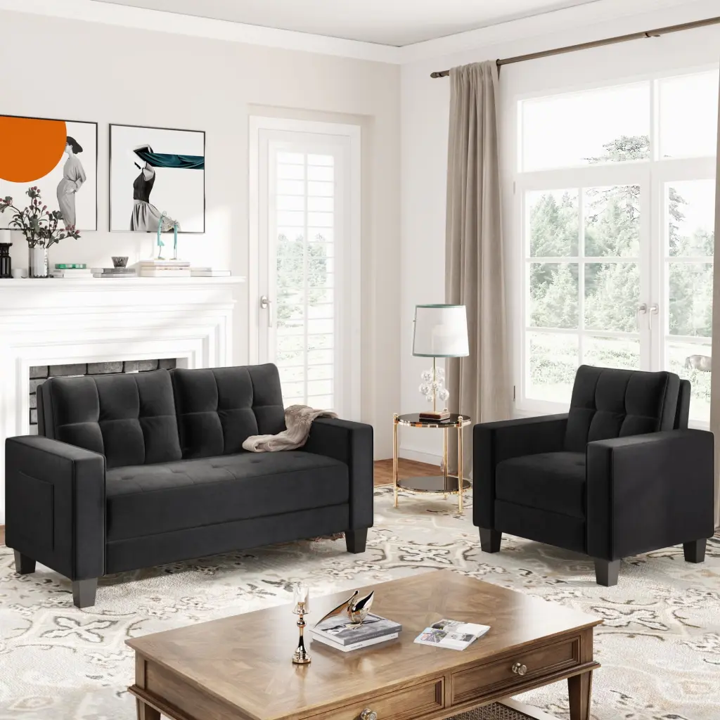 Orisfur Modern Style Couch Furniture Upholstered Armchair and Loveseat Home or Office Branax