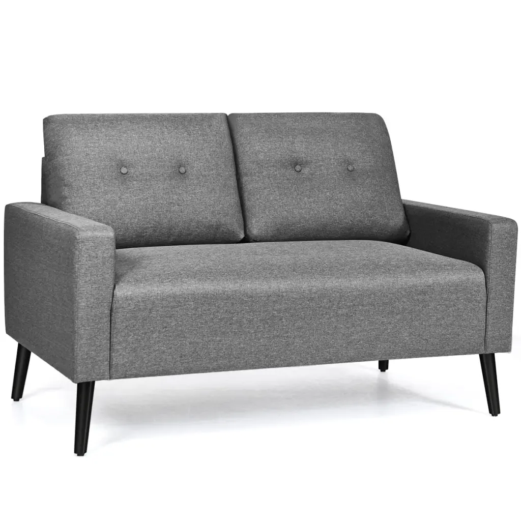 Costway Modern Loveseat Sofa 55'' Upholstered Chair Couch Soft Cloth Cushion Grey