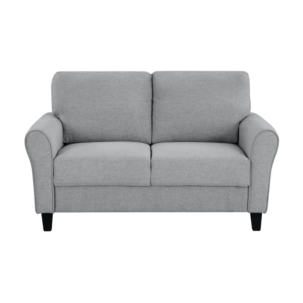 Dcenta Modern Upholstered Loveseat Rounded Arms Dark Gray