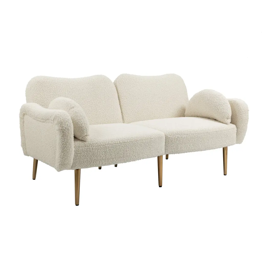 DeeHome COOLMORE 65 Inch Mid Century Modern Velvet Loveseat Bolster Pillows