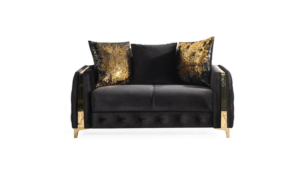 DeeHome Lust Modern Style Loveseat Upholstered Black Contemporary Living Room