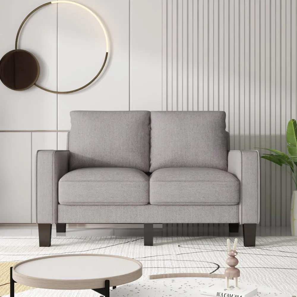 DeeHome Modern Fabric Loveseat Light Grey